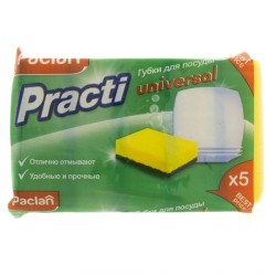 Губки для мытья посуды 5 шт. Paclan практи универсал